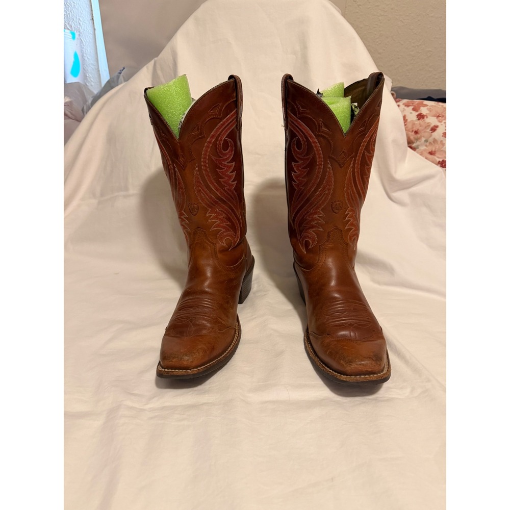Ariat Heritage Western Brown Leather Square Toe Cowgirl Boots Womens 8.5B